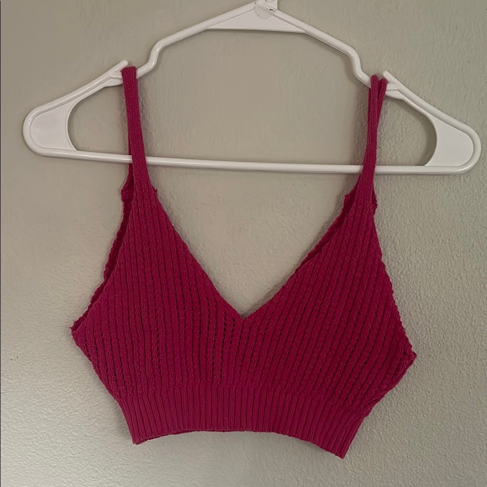 Zara small pink knit bralette style crop top